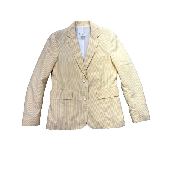 Women's Size 6/7 Blazer Gray Vintage Made In Japan Yellow Striped - Picture 1 of 13